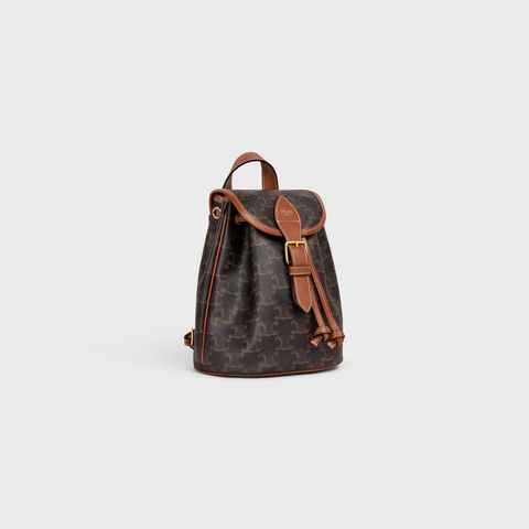 MINI BACKPACK FOLCO IN TRIOMPHE CANVAS AND CALFSKIN TAN - Image 2
